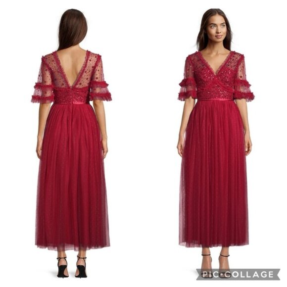 Needle & Thread Dresses & Skirts - ❌❌SOLD❌❌NWT NEEDLE & THREAD Maybelle Embellished Tulle Fit-&-Flare Dress red 4